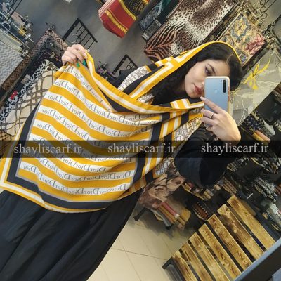 شال موهر ایرانی - طرح دیور کد 1316 رنگ زرد - شال و روسری شایلی