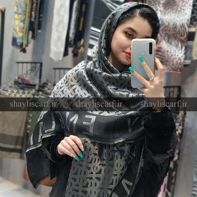 روسری وارداتی - طرح لمه کد 1414 رنگ طوسی - شال و روسری شایلی