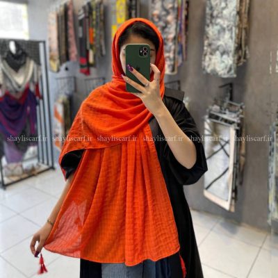 شال نخی - کد 2280 رنگ نارنجی | شال و روسری شایلی