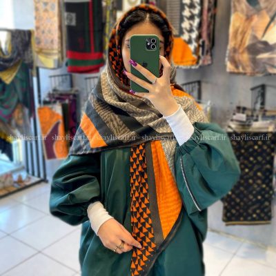 روسری نخی | کد 2339 | رنگ نارنجی | شال و روسری شایلی