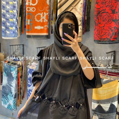 شال اسلپ ایرانی | کد 2347 | رنگ مشکی | شال و روسری شایلی