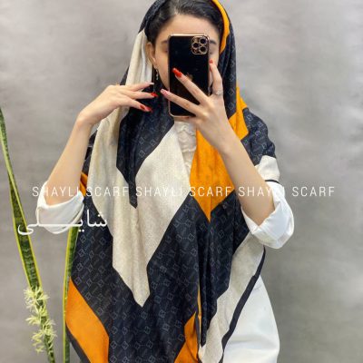 روسری نخی | کد 2564 | رنگ نارنجی | شال و روسری شایلی