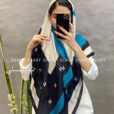 روسری نخی | کد 2574 | رنگ آبی | شال و روسری شایلی