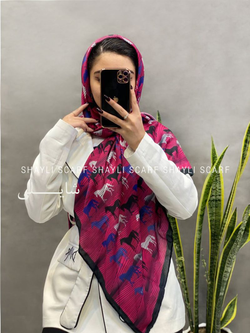 روسری نخی ایرانی | کد 2835 | رنگ سرخابی | شال و روسری شایلی