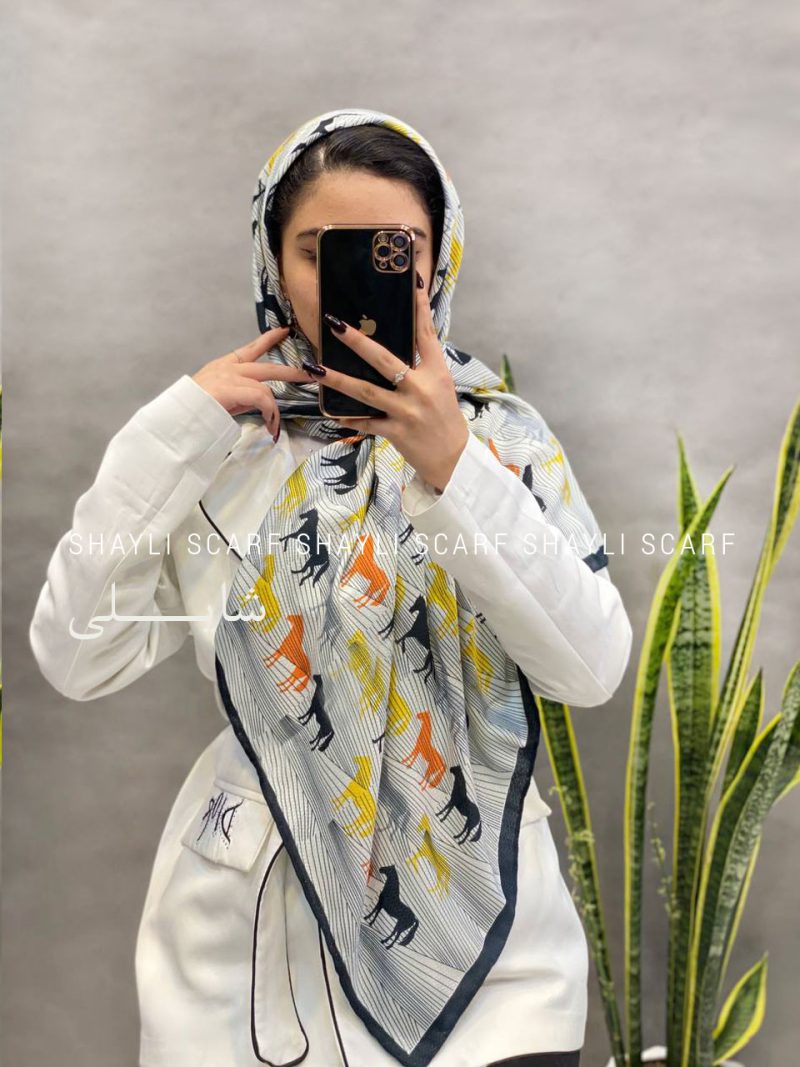 روسری نخی ایرانی | کد 2835 | رنگ طوسی | شال و روسری شایلی