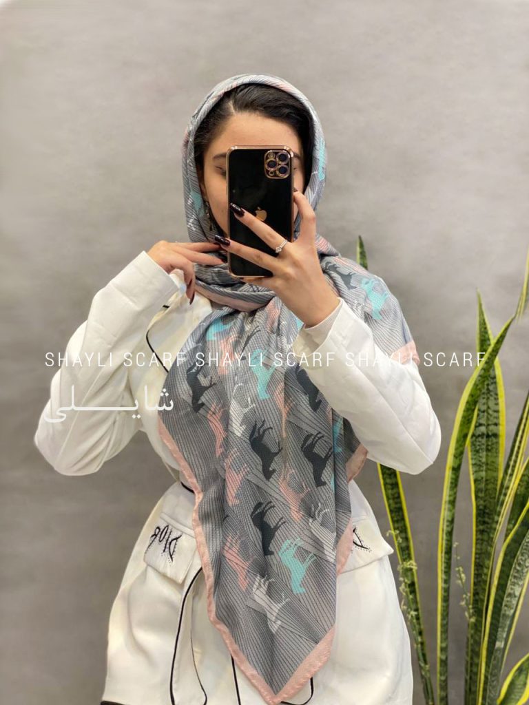 روسری نخی ایرانی | کد 2835 | رنگ طوسی تیره | شال و روسری شایلی