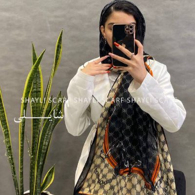 شال نخی ایرانی | کد 2861 | رنگ نارنجی | شال و روسری شایلی