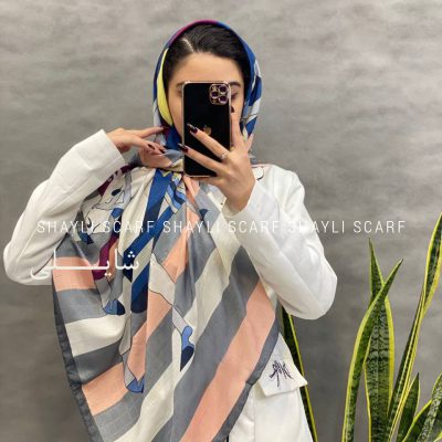 روسری نخی ایرانی | کد 2808 | طوسی گلبهی | شال و روسری شایلی